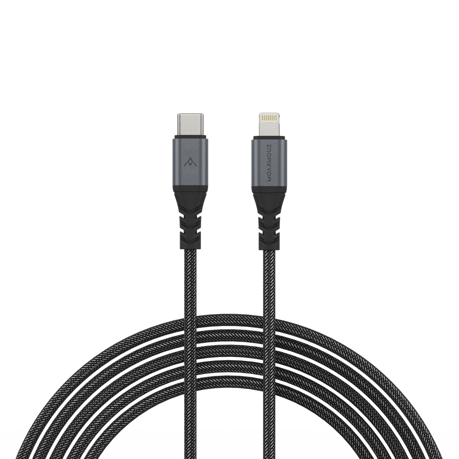 Câble USB-C vers Lightning certifié MFi Apple métallisé tressé Charge/sync  (2M), Noir