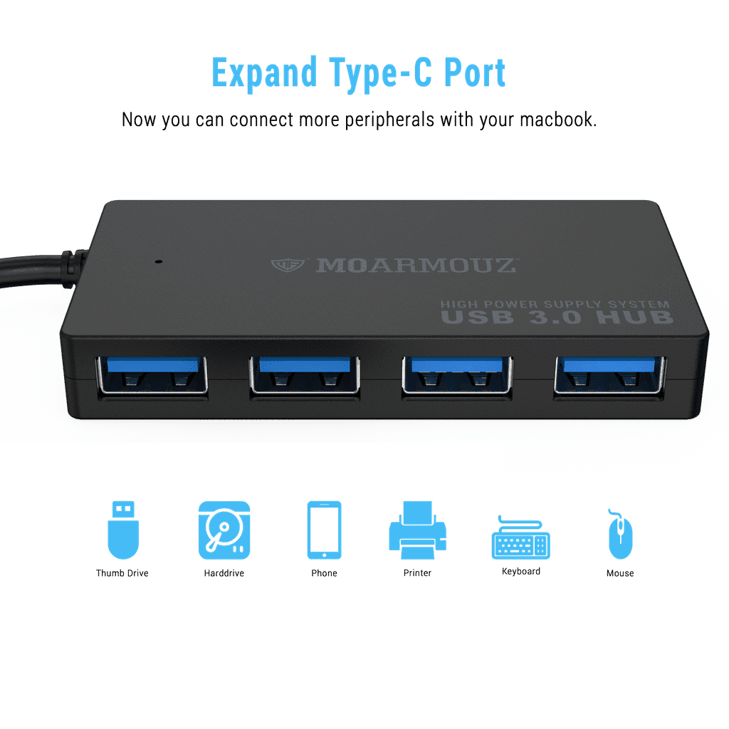 MoArmouz - Type C (USB-C) 4 in 1 Multiport USB 3.0 Hub for MacBook Pro 2018/2017