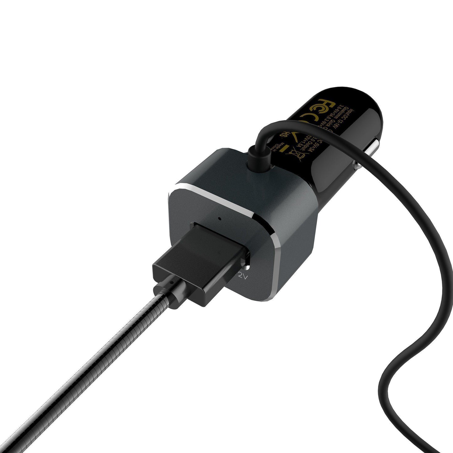 MoArmouz - Type C Car Charger With USB-C Cable and QC 3 Outputs