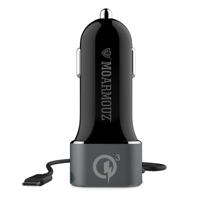 MoArmouz - Type C Car Charger With USB-C Cable and QC 3 Outputs
