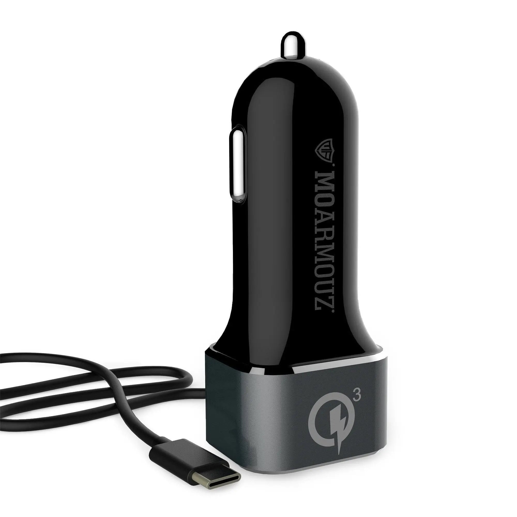 MoArmouz - Type C Car Charger With USB-C Cable and QC 3 Outputs